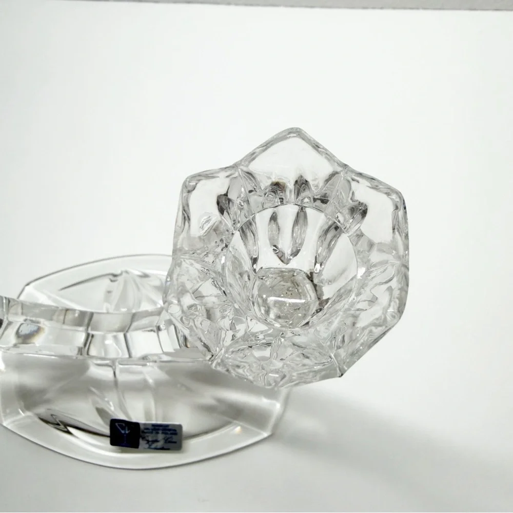 Vintage Crystal Clear Signatures Lead Crystal Floral Dual Candlestick